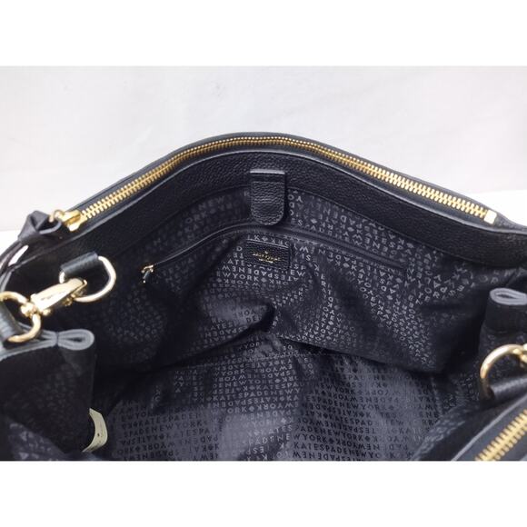 Kate Spade New York Black Leather Carryall Double Handles Satchel Bag - Picture 14 of 16